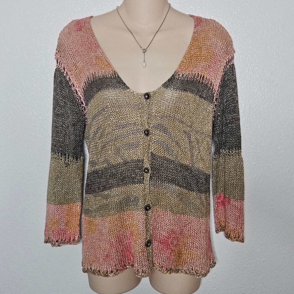 Y2k Striped Knit Cardigan Sweater